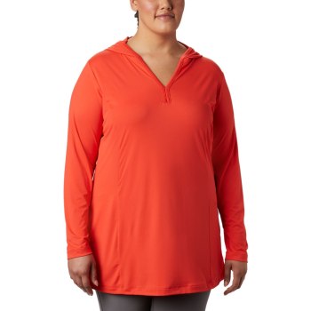 Columbia Ženske Majice S Kapuljačom - Chill River Hooded Tunic - Plus Crvene | JDNX-61237